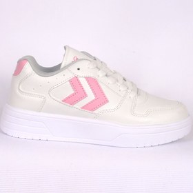 Resim hummel 900725-9144 HML KAYNO Bağcıklı Ortapedik Taban Deri Beyaz-Pembe Kadın Spor Ayakkabı 