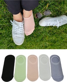 Resim WORTHY SOCKS 5'li Kendinden Desenli Ultra Esnek Spor Ayakkabı Babet Sneakers Çorap Seti 5 Çift 