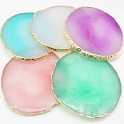 Resim Tek Parça Pastel Renkli Tırnak Sanatı Paleti (Pembe, Mavi, Yeşil, Mor, Turkuaz) - Şık Altın Kenarlı Manikür ve Fotoğrafçılık Tahtası - Profesyonel & Hobi Kullanımı İçin Dayanıklı Plastik Yapı - Tırnak Sanatçıları ve Beauty Vloggerlar için İdeal, Pürüzsüz Yüzey 