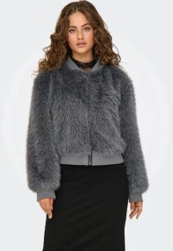 Resim Only Onlmanny Faux Fur Bomber Gri Kadın Mont 15322405 Gri 