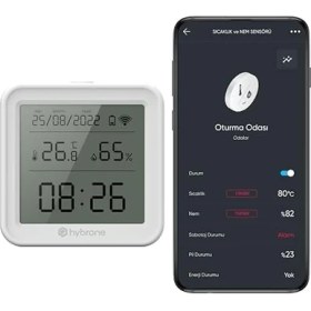 Resim Lidyahan Store Akıllı Wi-Fi LCD Ekranlı Sıcaklık ve Nem Sensörü, Gerçek Zamanlı Sıcaklık ve Nem Verileri, Uygulama Üzerinden Anında Bildirim 