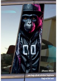 Resim Rapçi Maymun Sticker Yan Kapı Direk Kaplama 2li Sol Sağ Takım Yapıştırma 