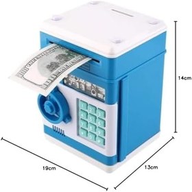 Resim TechnoSmart Atm Kumbara Şifreli Otomatik Kağıt Para Alan Kasa Kumbara Mavi Renk 