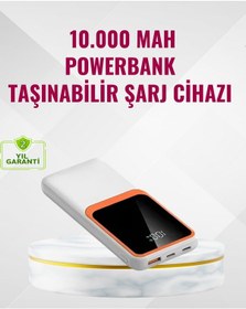 Resim Powerbank 10000 Mah Çift Usb Çıkışlı Type-c Girişli Şık Beyaz Tasarım Diğer 