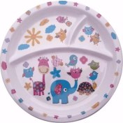 Resim abnturk 21 cm Üç Bölmeli Sevimli Hayvanlar Figürlü Mama Tabağı Eğlenceli Tabak 