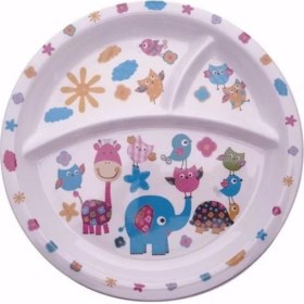 Resim abnturk 21 cm Üç Bölmeli Sevimli Hayvanlar Figürlü Mama Tabağı Eğlenceli Tabak 