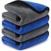 Resim 4 adet Mikrofiber Araba Havlusu - Süper Emici, Parlatma, Yıkama ve Kurutma için Kalın, Kumaş Olmayan, Gri ve Mavi, Araba Yıkama Aksesuarları, Araç Bakımı, Kompakt Depolama, Dayanıklı Mikrofiber 