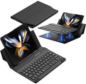 Resim Fogy Galaxy Z Fold 5/6/7 ile Uyumlu Standlı Bluetooth Klavyeli Ve Keyboard Kapak, Siyah 