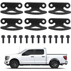 Resim Maiyame Ford F150 2000-2015 Ve Lincoln Mark Lt Kamyon Yatağı Sıkma Kanca Seti - Siyah, 6 Adet Kanca + 12 Vida, Yük Sabitleme, Dayanıklı Çelik Malzeme 