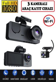 Resim ROXİVA 3 Kameralı /1080p Ultra Kaliteli/ Wifi Özellikli/G-Sensör/Gece Görüş/Araç İçi Araç Kamerası 