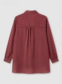 Resim LC Waikiki GÜLİS GİYİM'DEN Bordo Gömlek Yaka Çizgili Oversize Kadın Tunik 