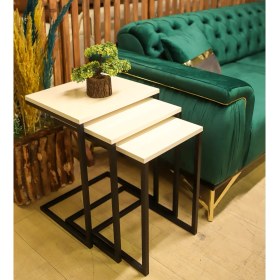 Resim Ats Dekor Dekoratif Tasarım 3'lü Zigon Yan Koltuk ve Laptop Sehpası 