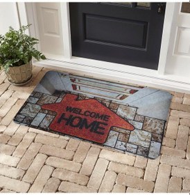 Resim Welcome Home Baskılı Kaliteli Kauçuk Kapı Önü Paspası 