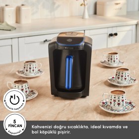 Resim Karaca Otomatik Kahve Makinesi Azure Blue 1000 ml Kapasite ile Közde Pişirme Özelliği 