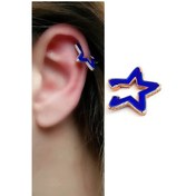 Resim Lacivert Mineli Zirkon Taş Detaylı 925Ayar Gümüş Neon Yıldız Earc 