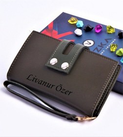 Resim Haki Çift Çıtçıtlı Model Trend Kadın Cüzdanı - Anahtarlık Hediyeli 