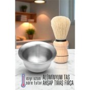 Resim Bx Alüminyum Tıraş Tası Ahşap Tıraş Fırçası Seti - 