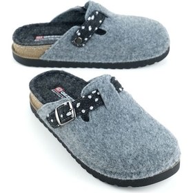 Resim Gezer Kadın Kışlık Rahat Taban Tek Toka Ayarlanabilir Keçe Ev Bahçe Terlik Gt1kze.16149.03.019.k51 Gri 