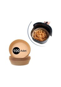 Resim River World Tek Kullanımlık 100 Adetlik Air Fryer Pişirme Kağıdı Yuvarlak Tabak Model 