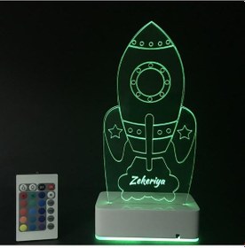 Resim Kişiye Özel Hediye 3D Roket Led Gece Lambası 