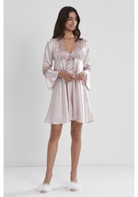 Resim Pierre Cardin Kadın Altılı Saten Çeyiz Seti 6325 - Pudra 