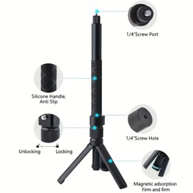 Resim Insta360 X Serisi ve DJI Action Kamera Bullet Time Set'i için: Insta360 ONE X/X3/GO 3 ve DJI Hero 11/10/9 ile uyumlu, 360° dönebilen kolu, ABS Tripo'da dokulu tutma 