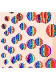 Resim Gökkuşağı Renkli 30 Cm Rengarenk Kağıt Süs Fener 1 Adet 