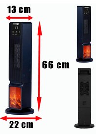 Resim Hoogar German 2701 L Black Oled Şömineli Ekran Dijital Göstergeli Kule Tipi Seramik Hızlı Isıtıcı 