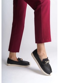 Resim Lıly Bağcıksız Ortopedik Rahat Taban Çiçek Desenli Babet Ayakkabı Kt Siyah Siyah 