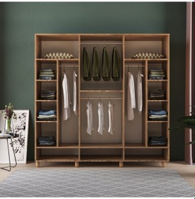 Resim Soho 6 Kapaklı Çekmeceli Gardırop - Mdf Kapak Antrasit 