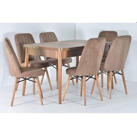 Resim Hilalim Hilal Consept Mina Serisi Açılabilir Masa Takımı 6 Sandalye Kahverengi 