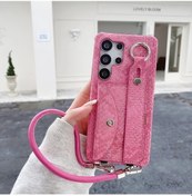 Resim Turcoshop11 Samsung S25 Ultra Uyumlu Yılan Desenli Kartlık Bilek Kayışı Galaxy S22 Ultra 5g Bright Pink Kılıf 