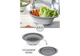 Resim Flora Katlanabilir Yuvarlak Süzgeç 6,5 Litre Gri 