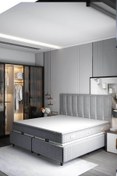 Resim MAD Home Koyu Gri Çift Kişilik 160x200 Güçlendirilmiş Çelik Baza Başlık Yatak Takımı MDSR06BBY 