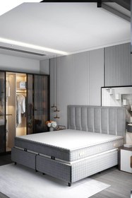 Resim MAD Home Koyu Gri Çift Kişilik 160x200 Güçlendirilmiş Çelik Baza Başlık Yatak Takımı MDSR06BBY 