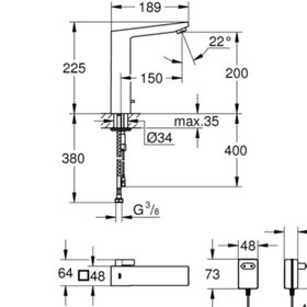 Resim Grohe Fotoselli Lavabo Bataryası Elektrikli Çift Sugiriş 36440000 