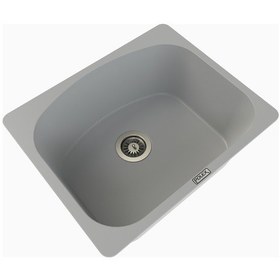 Resim Polex Cristalüx Granit Evye P-OL60 Gri Tezgah Altı Ve Tezgah Üstü Kare Mutfak Evyesi 60x49.5 CM 
