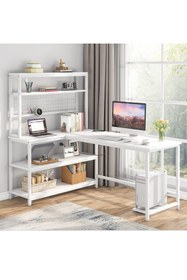 Resim faween 84020 140cm Oyuncu Masası Çalışma Masası Bilgisayar Masası Ders Laptop Beyaz 