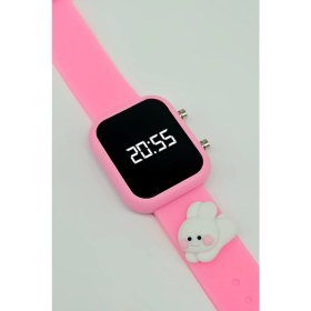 Resim Tutkan Store Pembe Yanaklı Tavşan Figürlü LED Ekranlı Dijital Çocuk Kol Saati 