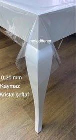 Resim Şeffaf PVC Muşamba Masa Örtüsü, 0.20mm Kalınlık, Kaymaz Kristal Şeffaf Masa Koruyucu Örtü (120 x 160) 