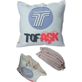 Resim Tofaşk Tofaş Baskılı Battaniyeli Yastık Opsiyonel Kırlent 