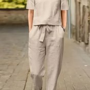 Resim Kadınlar İçin Şık Tek Renk Moda Pantolon Takımı 