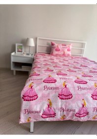 Resim Tek Kişilik Çift Taraflı Nevresim Ve 1 Adet Yastık Kılıfı Pembeprenses 