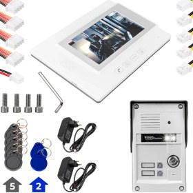 Resim kzy mobilyal POWERMASTER 37T2 2 DAİRE 7'' NFC DESTEKLİ GÖRÜNTÜLÜ DİAFON KAPI ZİLİ INTERKOM AKILLI EV GÜVENLİĞİ SİSTEMİ 