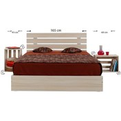 Resim Pasifichome Huga Çift Kişilik Ahşap Karyola Komodin Takım Meşe 160 Cm 