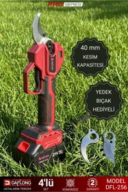 Resim DAFLONG 4'LÜ BAHÇE SETİ 40MM DİJİTAL BAĞ MAKASI OTO YAĞLAMA BUDAMA 2.1M UZATMA ŞARJLI TIRPAN DFL-256 