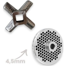 Resim 22 Numara 2'li Kıyma Makinesi Ayna Ve Bıçak Seti Vardı 1050 Çelik Çelik 