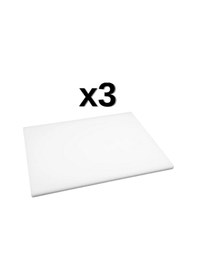 Resim 3'lü Türkay 40x25x4 Cm Polietilen Kesme Tahtası Kesim Levhası Naturel/beyaz 4764 