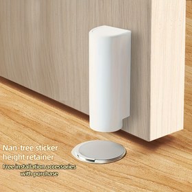 Resim 2'li Paket (Kapı Stoperi + Yastık), Ultra Dar Manyetik Sessiz Çarpışma Önleyici Zımba Gerektirmeyen Kurulum, Rüzgar Geçirmez ve Ayarlanabilir Yükseklik, Yatak Odası, Banyo, Ofis Modern Kapı Aksesuarları için Uygun 