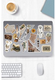 Resim Vintager Temalı Seri 1 Sticker Seti Laptop Ajanda Pc Tablet Telefon Defter Etiket Bullet Journal Diğer 